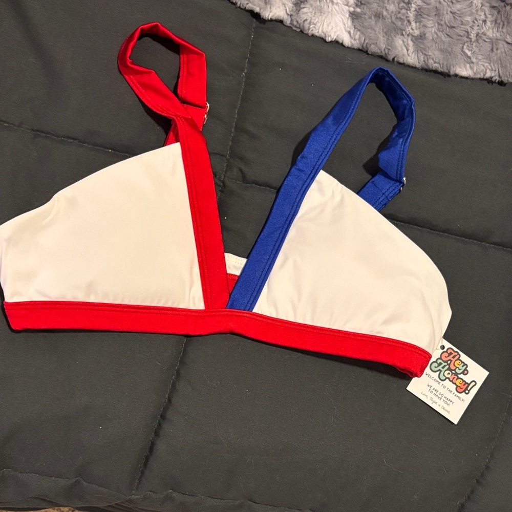 Colorblock Bikini Top - Red, Blue, and White